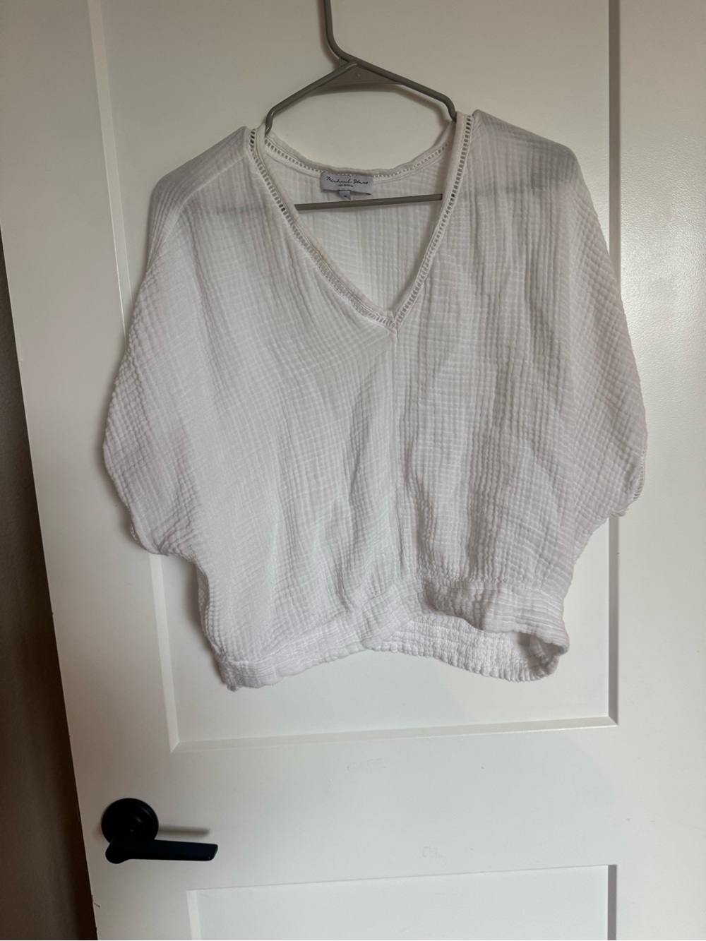 Michael Stars White V-Neck Gauze Tunic